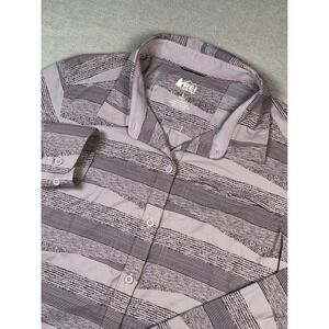 REI COOP Long Sleeve Button Up Shirt Large Purple Stripe Outdoor Adventure new